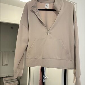 All in Motion Beige Quarter-Zip Sweatshirt